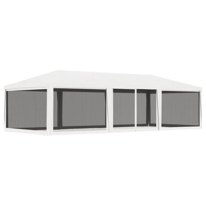 Tente De Réception 4x4 M Avec Parois Latérales - Blanc, Polyester 90 G/m², Acier, Pour Jardin Et événements