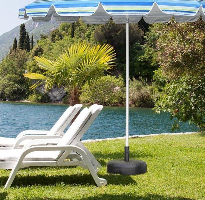 Pied De Parasol Blanc En Résine à Remplir De Sable Ou Eau 43CM 15L - Base Stable Et Robuste Pour Parasol De Jardin