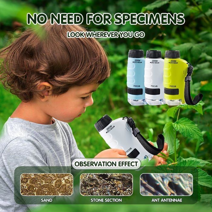 MICROSCOPE PORTATIF MINISCOPE pour enfants microscope de poche 60 x 120