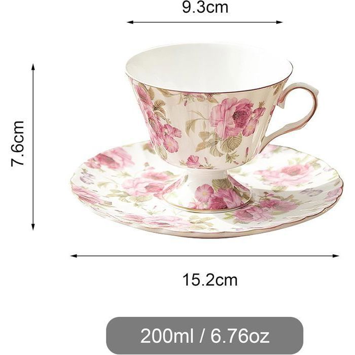 Tasse / Soucoupe à café ancienne Porcelaine blanche Décor Floral / Papillon Haut Floral,Végétal