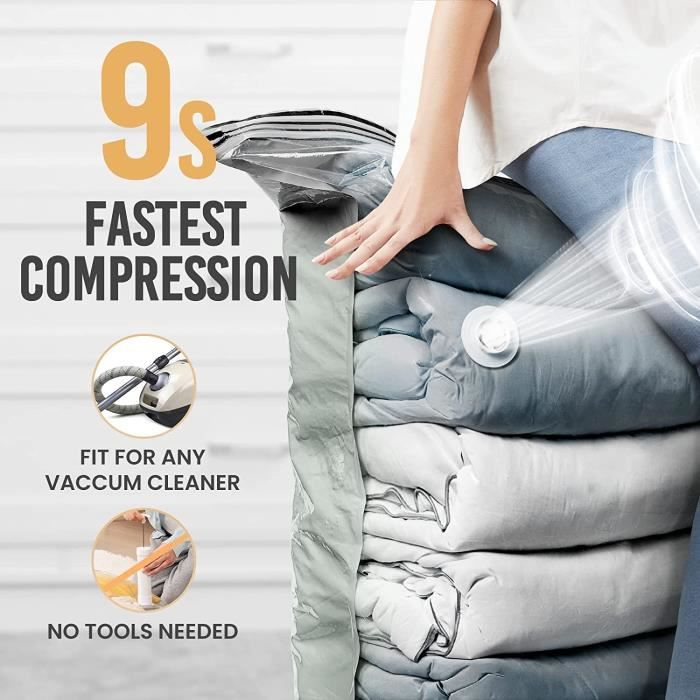 Lot De 4 Sacs De Rangement Sous Vide Réutilisables 70x50 Cm + Pompe à Main - Gain De Place Pour Vêtements Et Literie