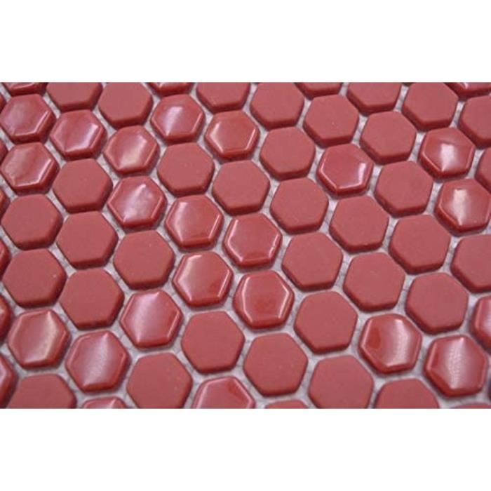 Mosaïque - Hexagonale - Pâte de Verre Rouge - Brillant et Mat - 15x6 mm ...