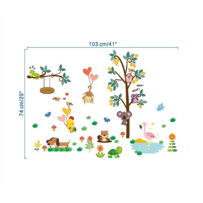 wondever Stickers Muraux Animaux Forêt Autocollants Muraux Mural wondever Stickers Muraux Animaux Forêt Autocollants Muraux Mural