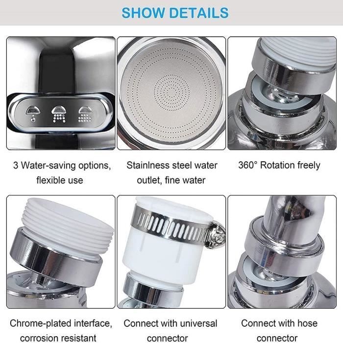 Cuisine Robinets Pommeau Douchette de Tête de Rechange pour Mitigeur, Douchette Douche Pommeau de Douche 2 Jets Chromé Robinet | Leroy Merlin