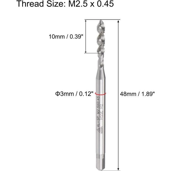 Maschio Per Filettatura A Formare M2.5 X 0.45 In Acciaio HSS-CO Al Cobalto - Utensile Senza Truciolo - 2