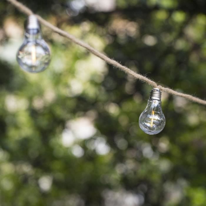 Guirlande Solaire 10 Globes PARTY Blanc Plastique 5.7M - Gamm Vert