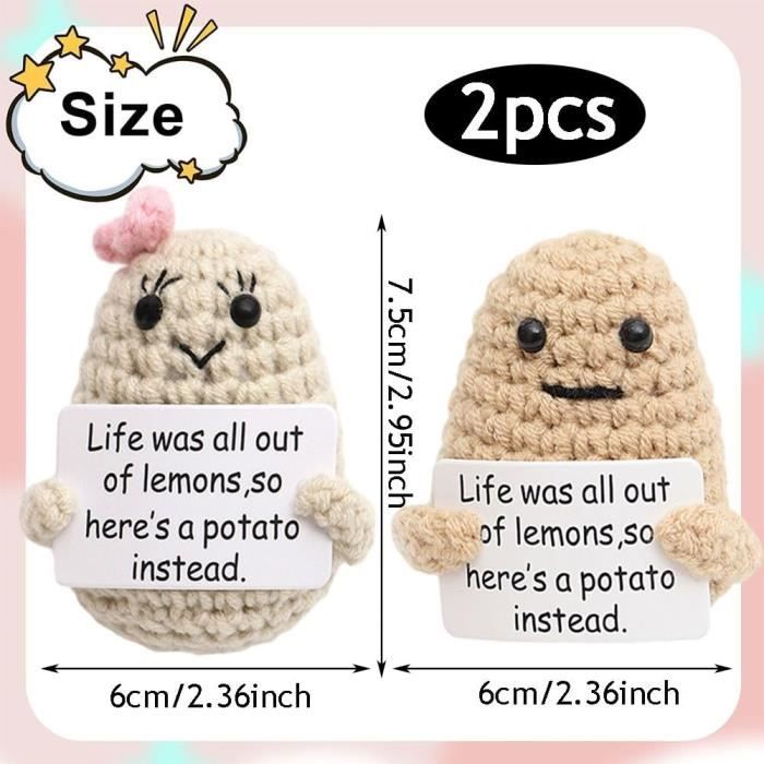 Aolso Pomme De Terre Positive Poupée, 2 Mini Jouets Tricotés Hug