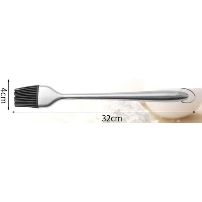 Lot De 2 Pinceaux à Badigeonner Cuisine | Acier Inoxydable + Silicone | Pour Barbecue, Pâtisserie