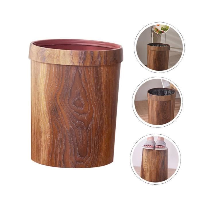 Baoblaze Corbeille Papier Grain De Bois 22.5x27.5 Cm – Poubelle Décorative Bureau Chambre Cuisine – Design Vintage