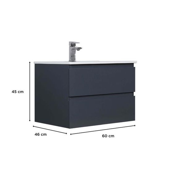 Meuble Salle De Bain 60 Cm A Suspendre Gris Anthracite Sorrento Cdiscount Maison