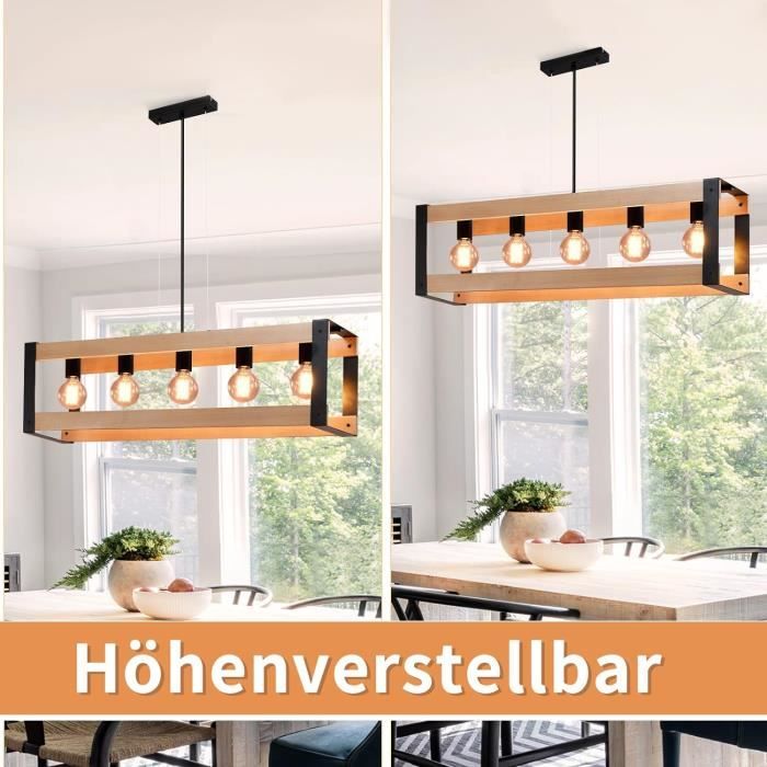 hofstein Suspension Gondo, lampe à suspendre en métal/bois en noir/marron, 3 flammes, 3 x E27, lampe à suspendre moderne, ampoule(s) non incluse(s hofstein Suspension Gondo, lampe à suspendre en métal/bois en noir/marron, 3 flammes, 3 x E27, lampe à suspendre moderne, ampoule(s) non incluse(s