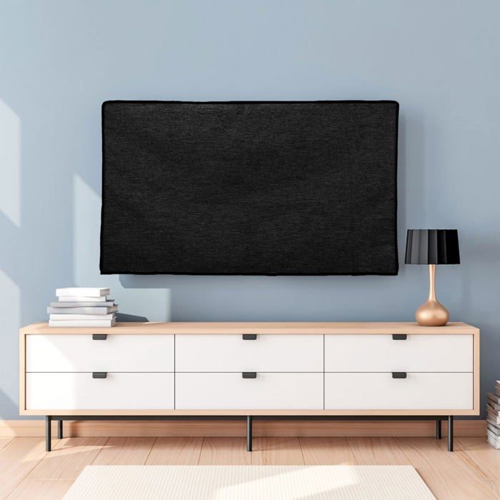 Housse De Protection D'Écran TV 55 Pouces - Anti-Poussière Et Anti-Rayures - Design Blanc-Noir Décoratif