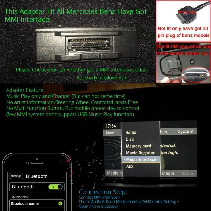 Interface MMI Adaptateur Bluetooth pour Mercedes Benz W212/S212