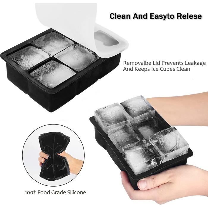 2 Bacs à Glaçons En Silicone Avec Couvercle - 15 Compartiments Noirs, Réutilisables, Pour Cocktails Et Café Glacé