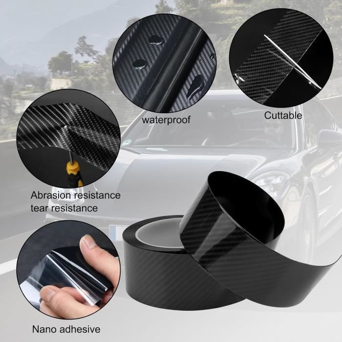 CSPARKV Covering Carbone Voiture,Film Autocollant Adhésif,Carbone