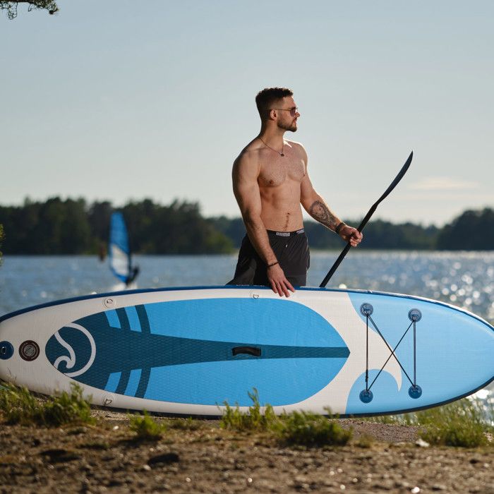 Paddle Surf Gonflable FITFIU HAENA - Planche SUP 320x81cm Avec Pagaie, Pompe, Palmes