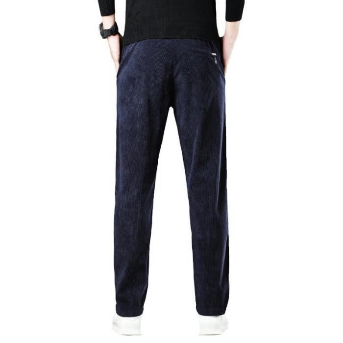 Pantalon Velours Cotele Homme Taille Elastique Coupe Droite Automne Hiver Casual Pantalon Confortable Couleur Unie