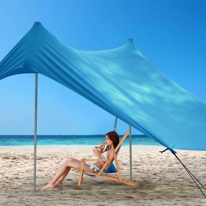 Tente De Plage Solaire – Blanc – Pliable – Parasol De Plage – BT-1