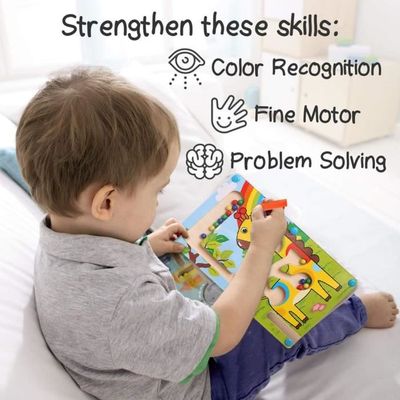 Jouet Labyrinthe Magnétique Montessori En Bois – Apprendre Couleurs, Chiffres Et Motricité Fine, Cadeau éducatif