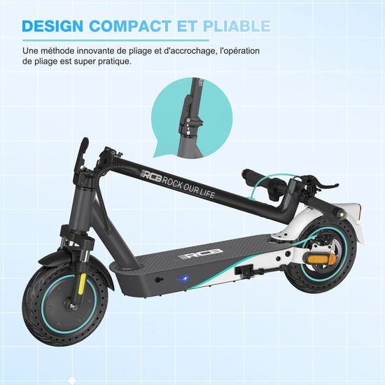 Trottinette Électrique RCB R17/R19 Adulte - 25km/h, 350W-500W, Autonomie 23-50KM, Pneus Solides 8.5-10''