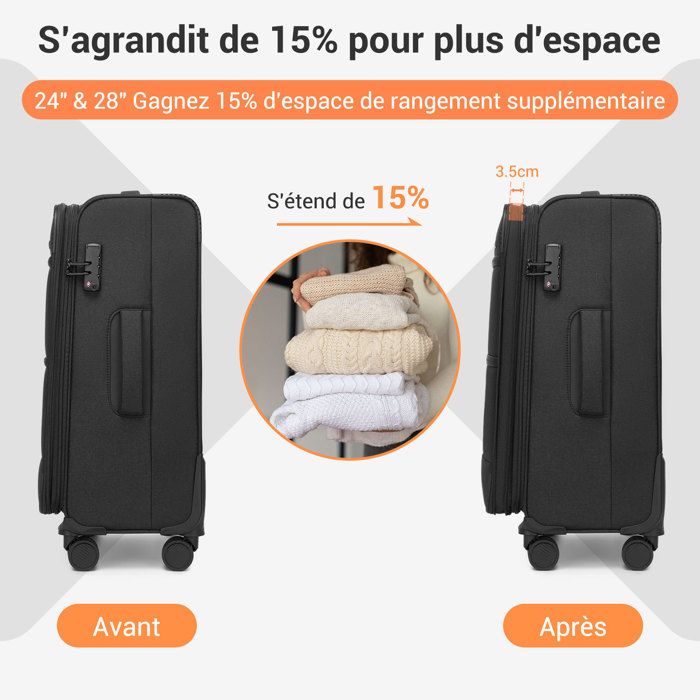 Valise Moyenne Soute 64 Cm British Traveller – Rigide ABS+PC Ultra Légère, 4 Roues 360°, Serrure TSA – Blanc