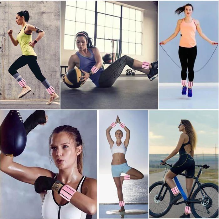 Lot De 2 Poids Réglables Pour Poignet Et Cheville Pour Exercice, Jogging, Yoga, Gymnastique, Aérobic, Pilates