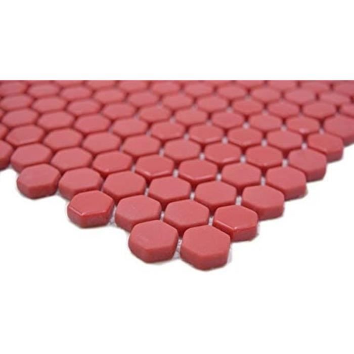 Mosaïque - Hexagonale - Pâte de Verre Rouge - Brillant et Mat - 15x6 mm ...