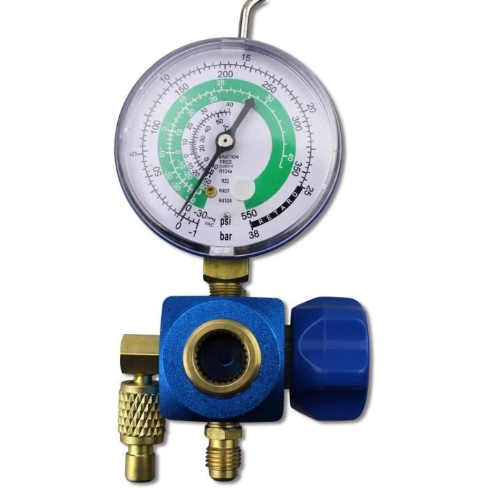 Manomètre Climatisation Gaz Collecteur Manomètre 2 Voies - Gaz R32 R410A R407C R134A - Coffret Professionnel Avec 3 Flexibles Manomètre 2 Voies Gaz Réfrigérant