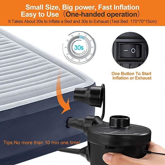 Pompe à Air Électrique 150W - Gonfleur/Dégonfleur 3 Buses - Matelas Gonflable & Piscine
