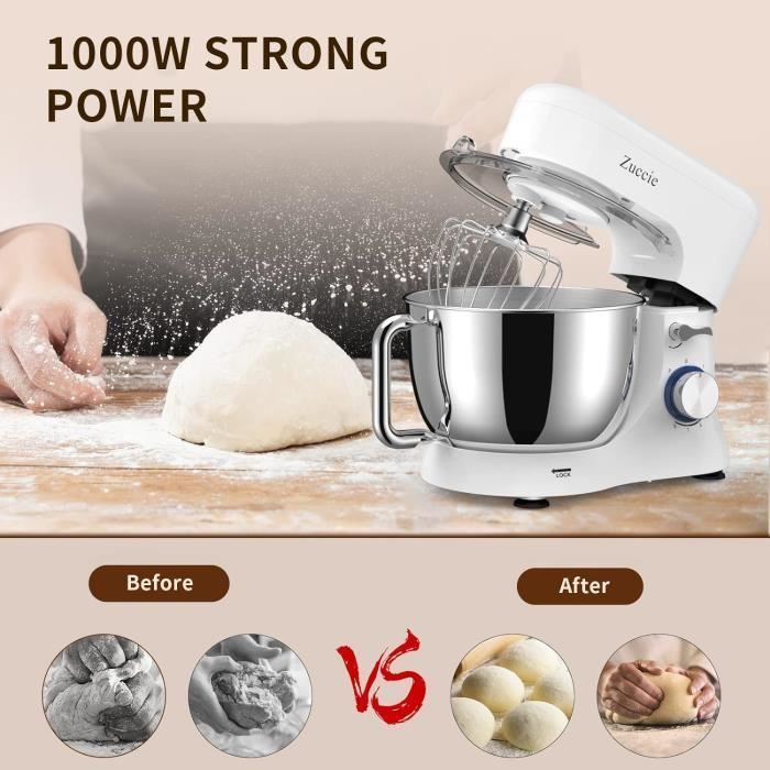 Robot Patissier, Zuccie 4.5 L Robot Pâtissier, 1000W Robot Cuisine avec