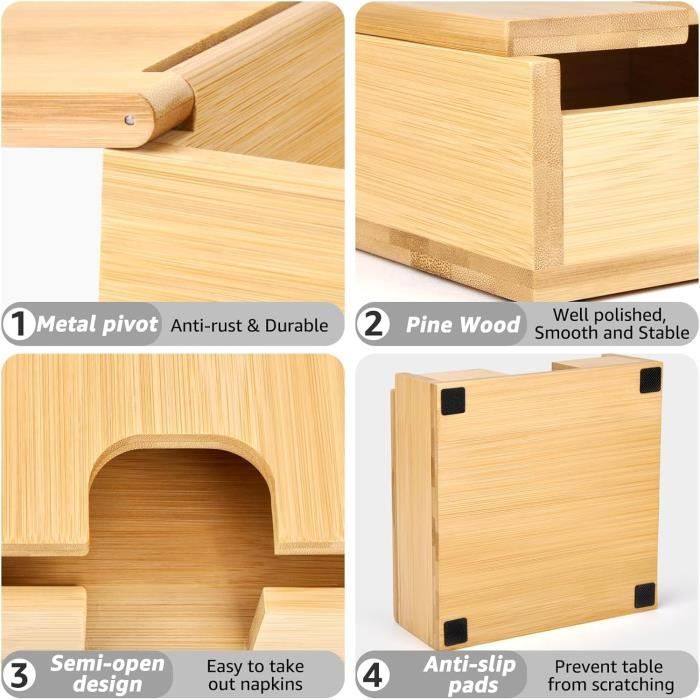 Porte-serviettes De Table En Acier Inoxydable Noir - Distributeur Autonome Pour Cuisine, Restaurant, Fête - Design Arbre De Vie - 7
