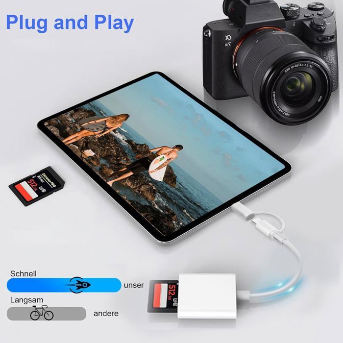 Lecteur de carte SD pour iPhone et USB-C - TURBIX - Double interface ...