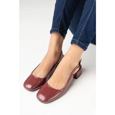 26 Barcelone – Escarpin slingback en cuir verni bordeaux Achat