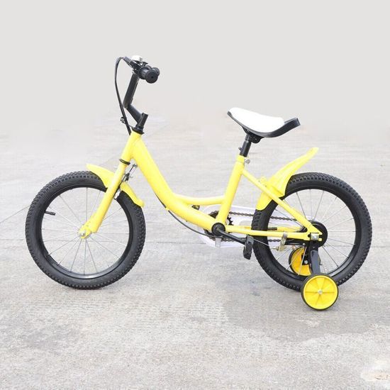 Vélo Enfant 16 Pouces Jaune Avec Stabilisateurs Amovibles - Réglable En Hauteur, Unisexe