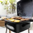 Barbecue Electrique sur Pied et de Table avec Couvercle et Plancha - Haut de gamme Noir-0
