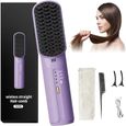 Portable sans fil Mini ion ngatif brosse cheveux lisse Hot Comb pour femmes violet-0