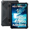 Blackview Active 6 Robuste Tablette Tactile 16Go + 128Go/jusqu'à 1To 10.1" Écran 13000mAh Tablette PC 13MP Double SIM 4G GPS - Noir-0