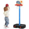 GOPLUS Panier de Basket pour Enfant avec 1 Basketball,Support de Basket Multifonctionnel pour Enfant,Hauteur Réglable de 123 à-0