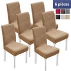 7MAGIC Lot de 6 Housses de Chaise, Housse de chaise extensible lavable universelle, Avec bande élastique - Café