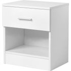 ALIGHTUP Table de chevet avec Tiroir et Compartiment Ouvert - Couleur blanche 39 x 29 x 41cm
