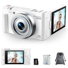 JEEMAK Appareil Photo Numérique Compact 4K 72MP Caméra vidéo Autofocus 2.8" écran rotatif à 270° pour débutants, Blanc
