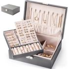 IYINJUAN Boîte à Bijoux, Coffre à Bijoux Verrouillable avec Clef ,Organisateur à Bijoux pour Femme Colliers Boucles d'oreilles Doigtés