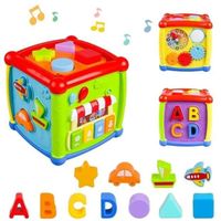 Cube d'activité pour bébé - Jouet éducatif 6 en 1 - Tri des formes et des couleurs - Musique et son - Vert