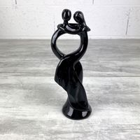 Couple de mariés en résine laquée noire, 20 cm, figurines pièce montée - Unique