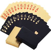 Lot de 2 cartes de poker noires et dorées, Jeux de Cartes de Poker en Plastique étanche, Imperméables pour Fêtes (Noir et doré)