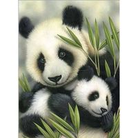 Kit complet de broderie diamant - Deux pandas - Peinture par numéro - Décoration murale maison