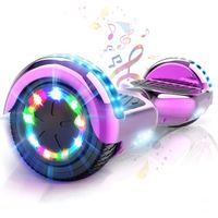 COOL&FUN Hoverboard Gyropode pour Enfant et Adulte, Overboard Electrique 6.5 Pouces avec Bluetooth-Musique/LED-Roue Clignotante Rose