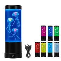 Lampe Méduse Lumineuse Aquarium avec 7 Couleurs, Jellyfish Lamp Lampe a Lave pour Enfants et Adultes,  Alimentée par Piles/USB