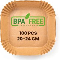 100PCS Papier cuisson air fryer,20CM Carré Papier Sulfurisé pour Air Fryer,Food-Grade BPA gratuit,Idéal pour la cuisson saine