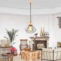 IDEGU Lustre Salon,Lampe Suspension Industrielle Vintage Lampe de Plafonde en Cage Retro Style Edison pour Salon Chambre